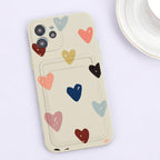 Fashionable Anti-Scratch Soft Lining Protective Case For iPhone Cases Card Holder Cute Flower Heart Phone Case For iPhone 12 13 Mini Pro Beautiful Design  Soft Iphone Case Stevvex