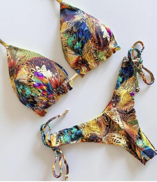 Fashionable Bikini Swimwear Women Swimsuit Female Bikini Set Knot Push Up Bathing Suit Comfortable Summer Women's Ribbed Tie Bikini Lace Up Bottom String Swimsuit Swim Wear Stevvex