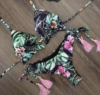 Fashionable Bikini Swimwear Women Swimsuit Female Bikini Set Knot Push Up Bathing Suit Comfortable Summer Women's Ribbed Tie Bikini Lace Up Bottom String Swimsuit Swim Wear Stevvex