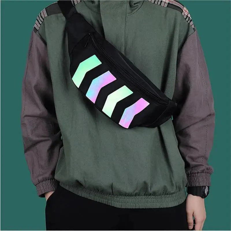 Fashionable Flash Reflective Chest Bag Iridescent Belt  Bum Bag For Travel Festival Sports Unisex Waist Bags Stevvex