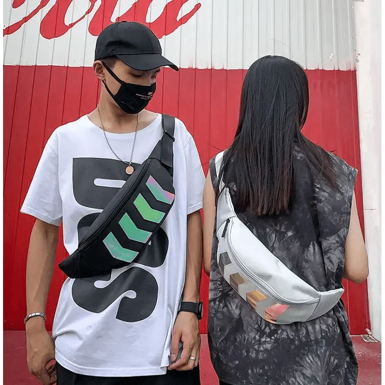 Fashionable Flash Reflective Chest Bag Iridescent Belt  Bum Bag For Travel Festival Sports Unisex Waist Bags Stevvex