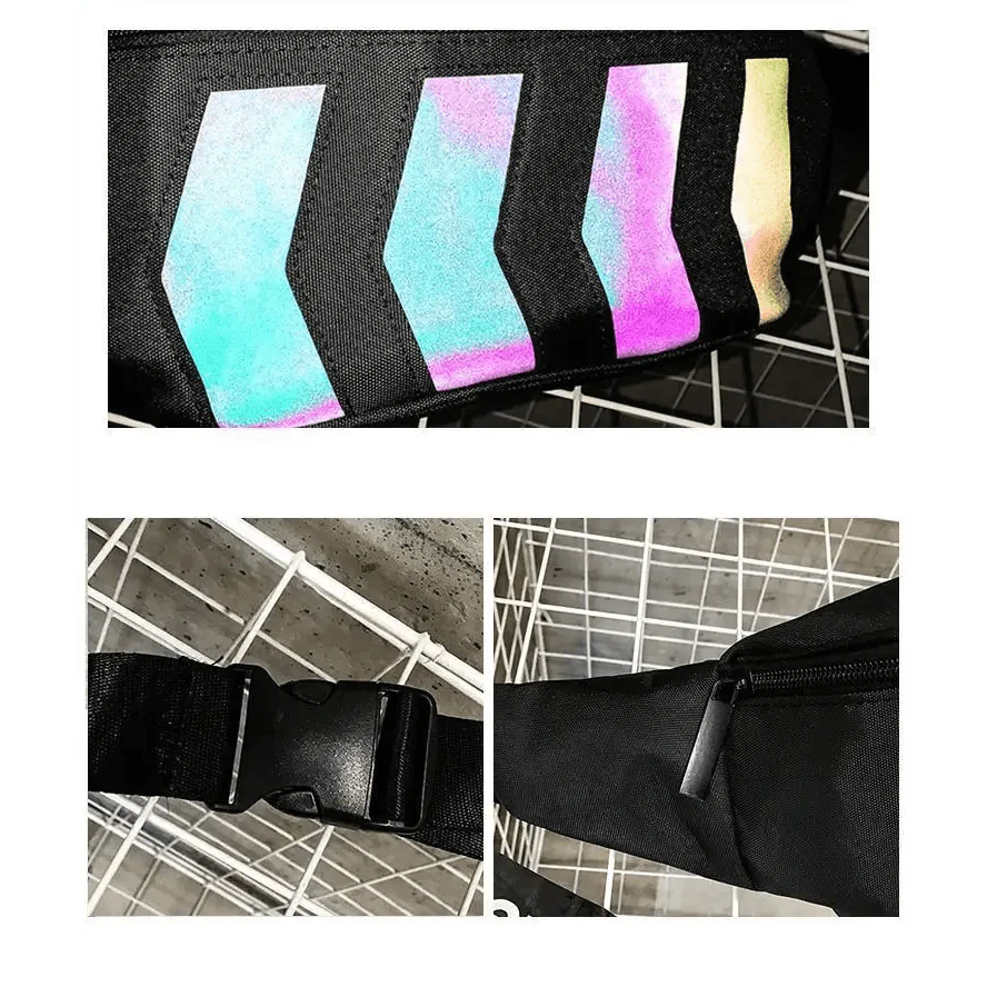 Fashionable Flash Reflective Chest Bag Iridescent Belt  Bum Bag For Travel Festival Sports Unisex Waist Bags Stevvex