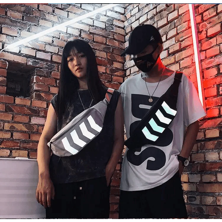 Fashionable Flash Reflective Chest Bag Iridescent Belt  Bum Bag For Travel Festival Sports Unisex Waist Bags Stevvex