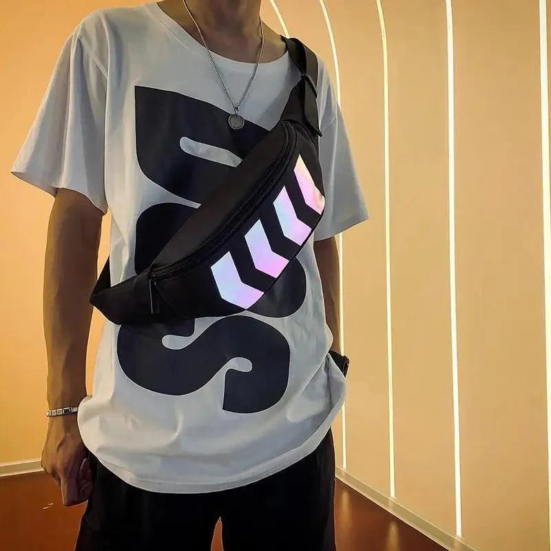 Fashionable Flash Reflective Chest Bag Iridescent Belt  Bum Bag For Travel Festival Sports Unisex Waist Bags Stevvex