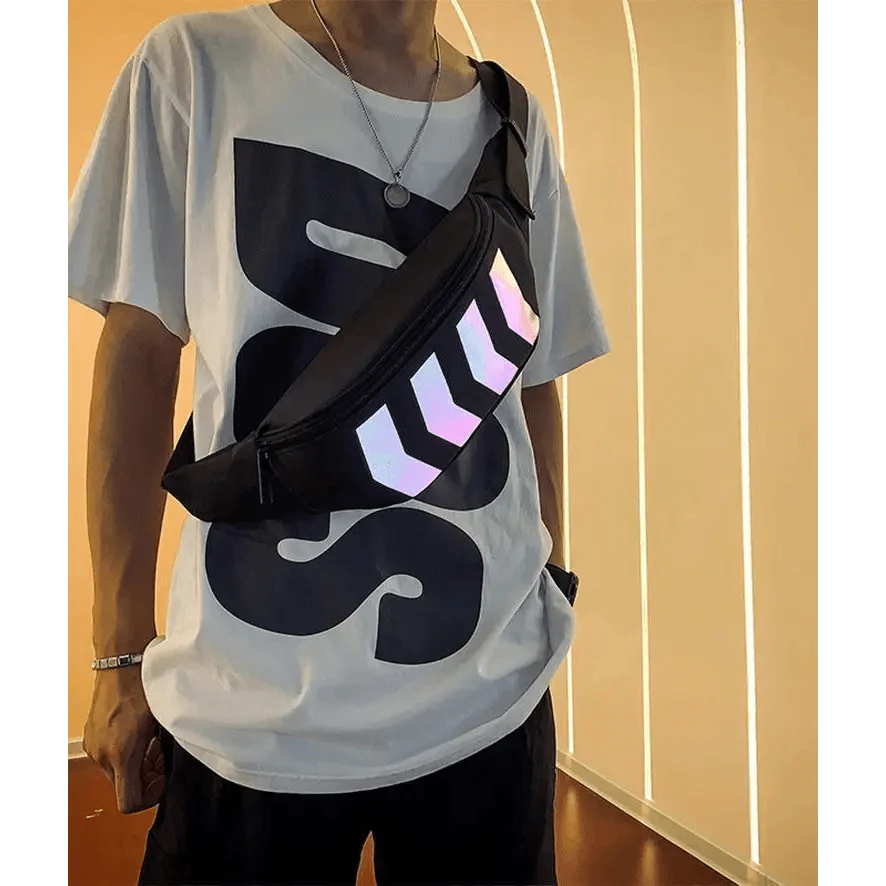Fashionable Flash Reflective Chest Bag Iridescent Belt  Bum Bag For Travel Festival Sports Unisex Waist Bags Stevvex