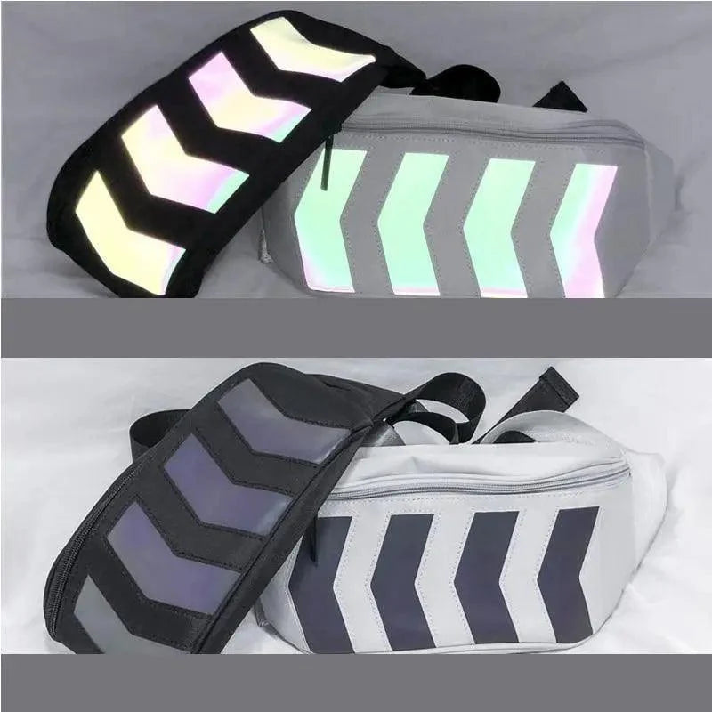 Fashionable Flash Reflective Chest Bag Iridescent Belt  Bum Bag For Travel Festival Sports Unisex Waist Bags Stevvex
