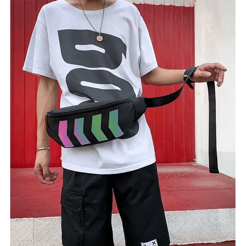 Fashionable Flash Reflective Chest Bag Iridescent Belt  Bum Bag For Travel Festival Sports Unisex Waist Bags Stevvex