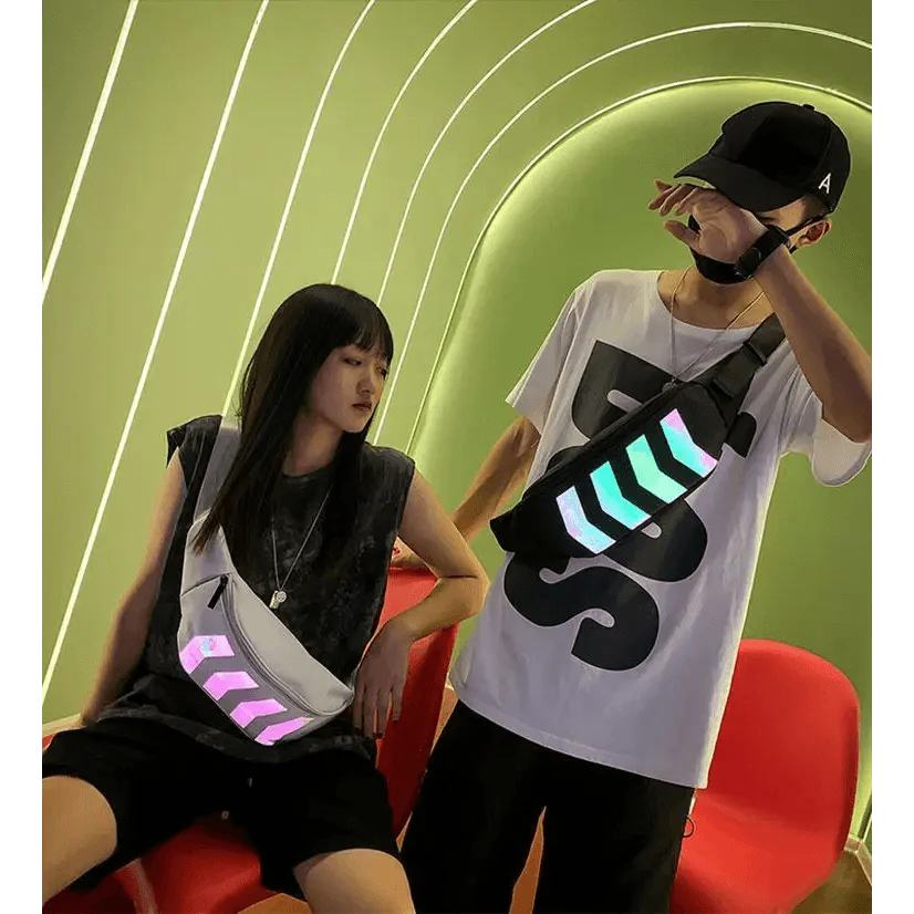 Fashionable Flash Reflective Chest Bag Iridescent Belt  Bum Bag For Travel Festival Sports Unisex Waist Bags Stevvex