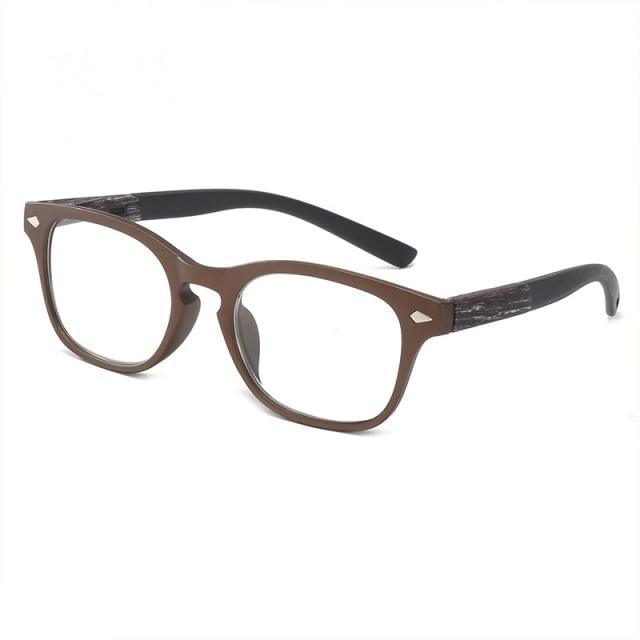 Fashionable Lightweight Frames Sunglasses Design Stylish Wood Grain Reading Glasses For Women Men Fashion Presbyopia Eye Glasses Male Diopter Modern Eyewear Stevvex