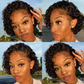 Fashionable Pixie Cut Wig Short Curly Human Hair Wigs Human Hair Wig 13X1 Lace Wig For Women Human Hair Pre Plucked For Black Women Gifts for Girlfriends Stevvex
