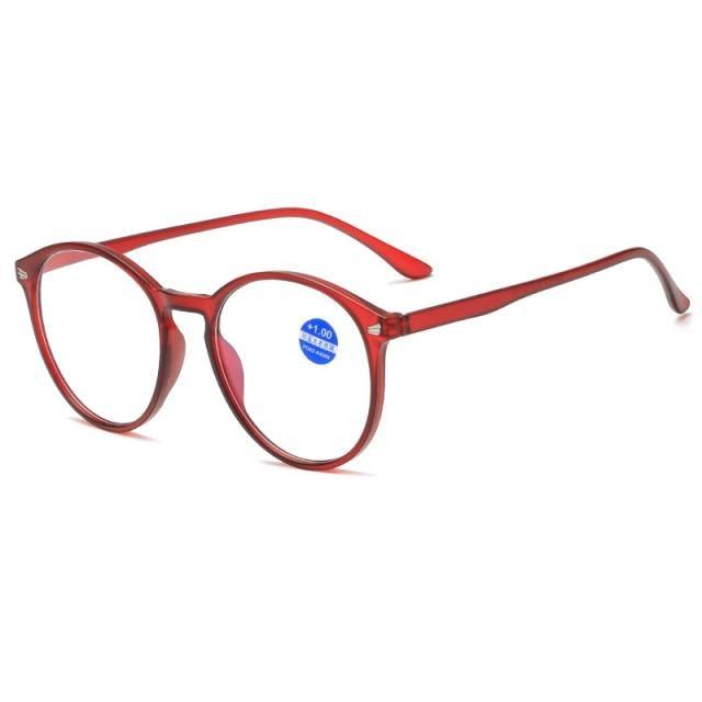 Fashionable Women And Men Round Reading Glasses Fashion Ultra Light Anti Blue Light Eyeglasses Unisex Stylish Eyeglasses Glasses Clear Lens Diopters +1+1.5+2+2.5+3+3.5+4 Stevvex