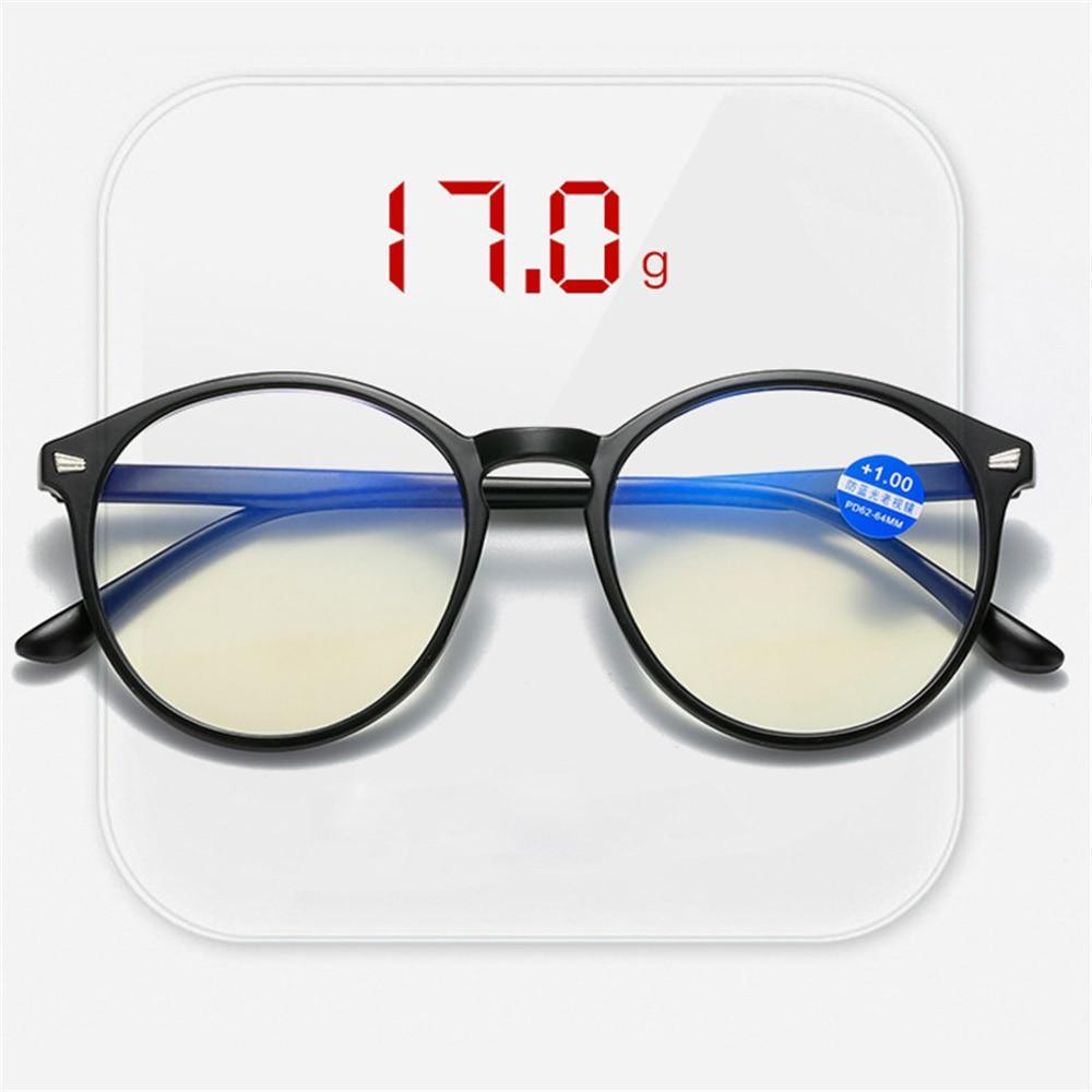 Fashionable Women And Men Round Reading Glasses Fashion Ultra Light Anti Blue Light Eyeglasses Unisex Stylish Eyeglasses Glasses Clear Lens Diopters +1+1.5+2+2.5+3+3.5+4 Stevvex
