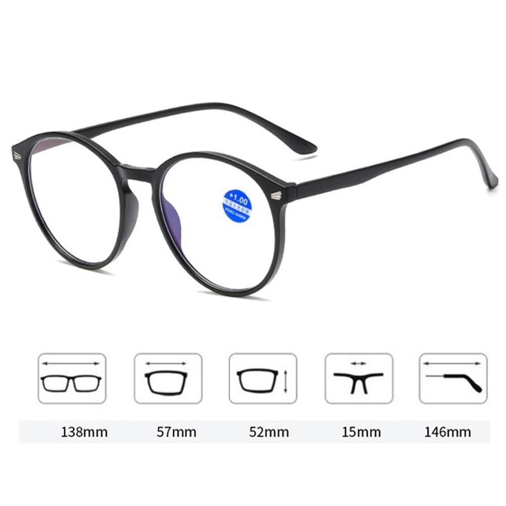 Fashionable Women And Men Round Reading Glasses Fashion Ultra Light Anti Blue Light Eyeglasses Unisex Stylish Eyeglasses Glasses Clear Lens Diopters +1+1.5+2+2.5+3+3.5+4 Stevvex