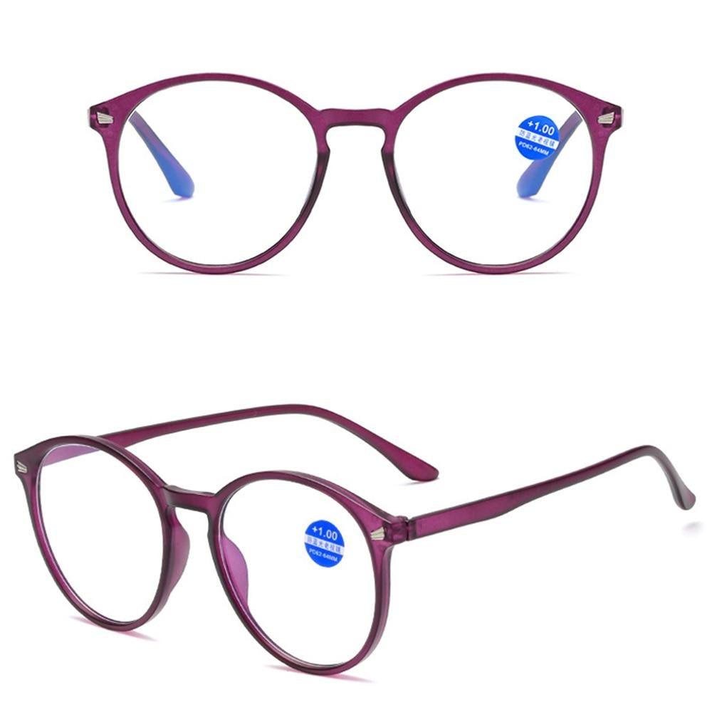 Fashionable Women And Men Round Reading Glasses Fashion Ultra Light Anti Blue Light Eyeglasses Unisex Stylish Eyeglasses Glasses Clear Lens Diopters +1+1.5+2+2.5+3+3.5+4 Stevvex