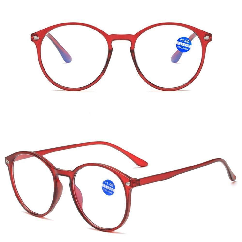 Fashionable Women And Men Round Reading Glasses Fashion Ultra Light Anti Blue Light Eyeglasses Unisex Stylish Eyeglasses Glasses Clear Lens Diopters +1+1.5+2+2.5+3+3.5+4 Stevvex