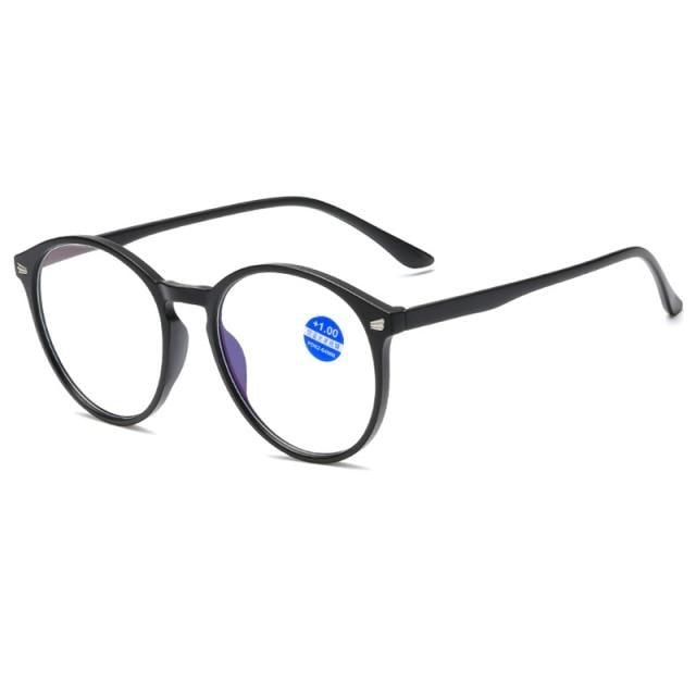 Fashionable Women And Men Round Reading Glasses Fashion Ultra Light Anti Blue Light Eyeglasses Unisex Stylish Eyeglasses Glasses Clear Lens Diopters +1+1.5+2+2.5+3+3.5+4 Stevvex