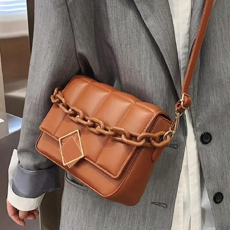 Fashionable Women's Bag Autumn Winter Female Literary Single-Shoulder Bag Chain Design Cross-Body Bag Trendy Women's Bag Stevvex