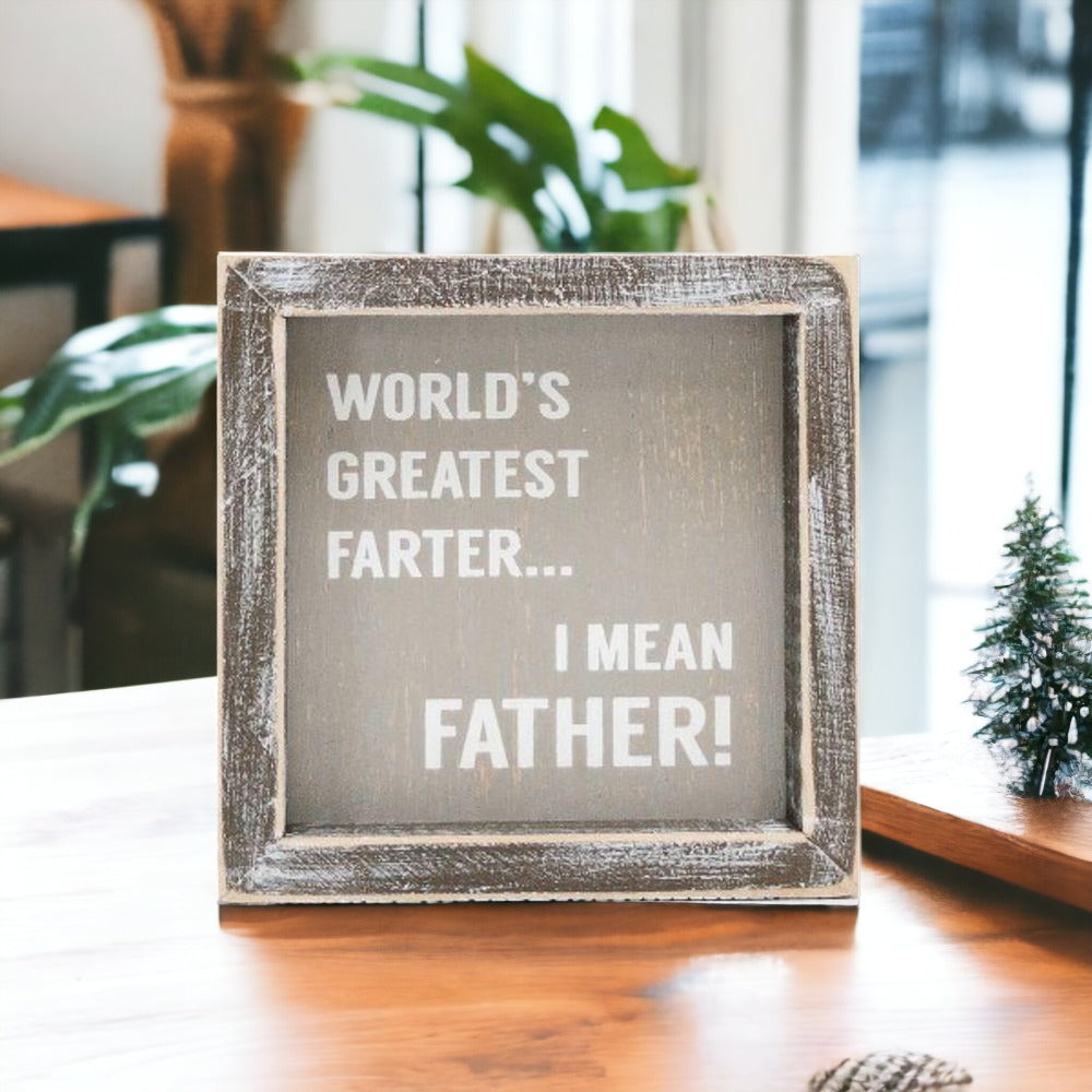 Funny Wooden Father's Day Sign Greatest Farter I Mean Father Rustic Handmade Dad Gift Decor
