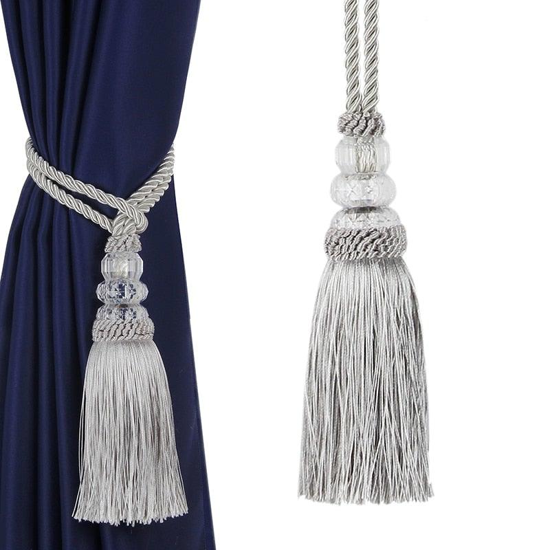 Faux Crystal Beaded Tassels Fringe Curtain Tieback Rope Window Decoration Door Hanging Ball Tassel Accessories Wonderful Curtain Holdbacks Curtains Tiebacks Home Decorative Braided Buckle Fastener Accessories Window Drapery Ball Tassels Tiebacks 50CM Stevvex