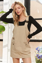 Adjustable Wide Strap Square Neck Overall Dress For Women – Modern Chic, Customizable Fit, Casual & Versatile Stevvex