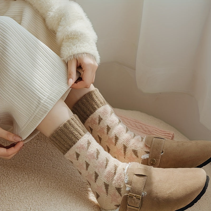 4 Pairs Thickened Socks, Warm & Comfy Terry Mid Tube Socks, Women's Stockings & Hosiery Lootquake LLC