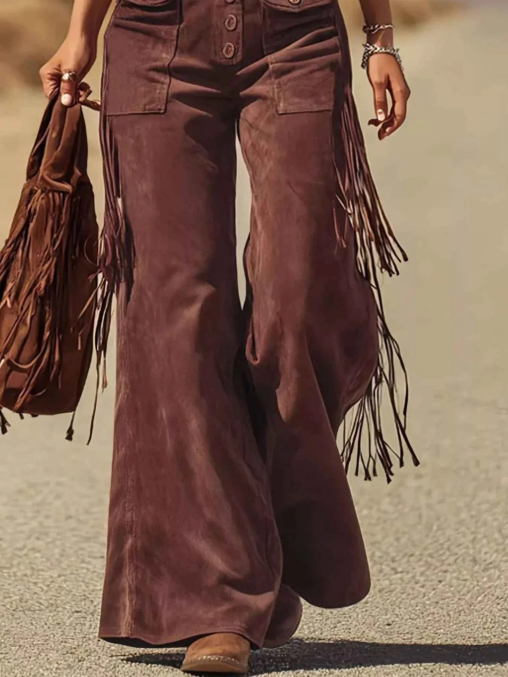 Fringe Corduroy Button Front Overalls THRIXINE