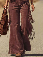 Fringe Corduroy Button Front Overalls THRIXINE