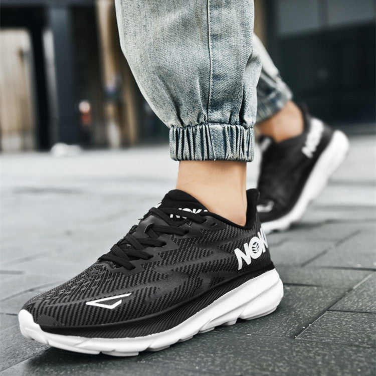 Fashion Lace-up Mesh Sneakers Men Lightweight Shock Absorption Training Shoes Soft-sole Running Sports Shoes Pi-Mart