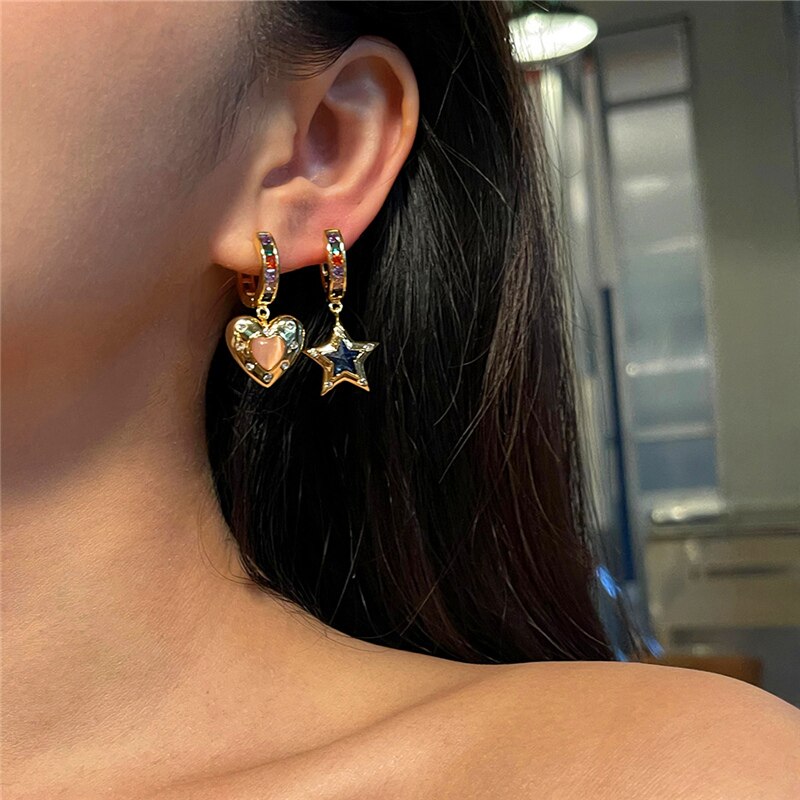 Colorful Heart Star Earrings Pi-Mart