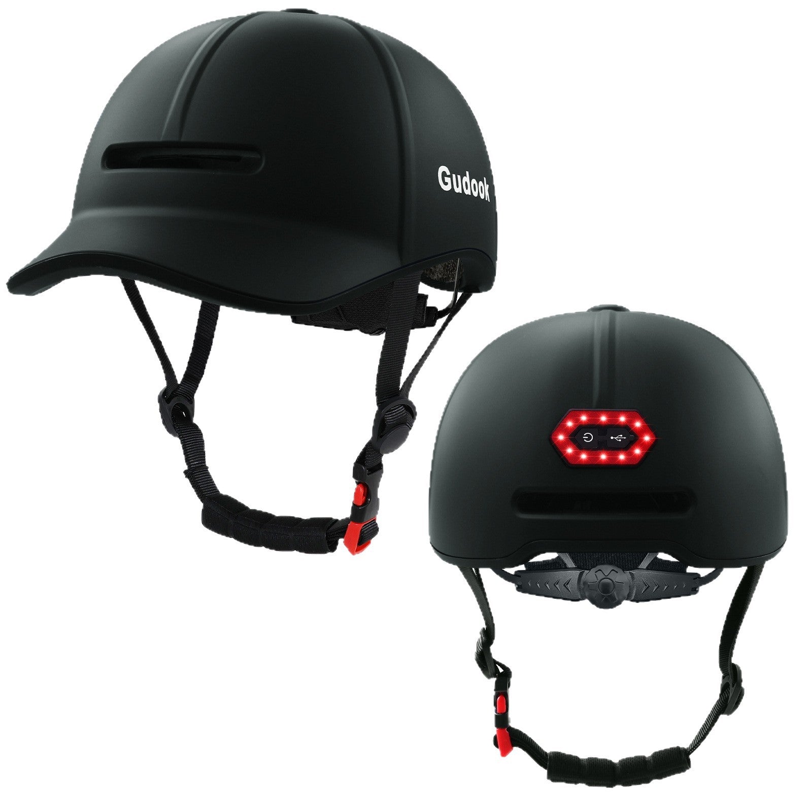 High-end LED Rechargeable Rear Lamp City Recreational Bicycle Riding Peaked Cap Helmet
