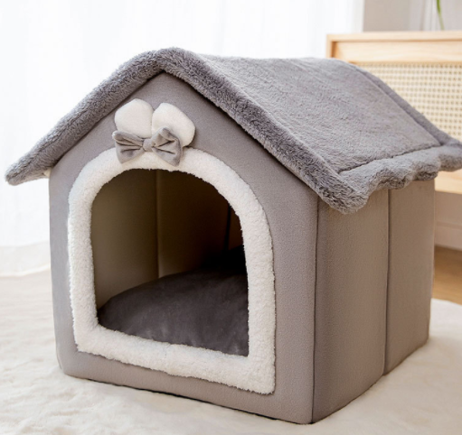 Foldable Dog House Pet Cat Bed Winter Dog Villa Sleep Kennel Removable Nest Warm Enclosed Cave Sofa Pets Supplies Pi-Mart