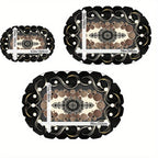 Imitation Cashmere Black Pattern Tan Spotted Oval Floor Mat Large Area Full Padded Premium Light Luxury Premium Sense Carpet Living Room Tea Table Blanket Room Bedside Thickened Household Floor Mat For Hotel Lootquake LLC