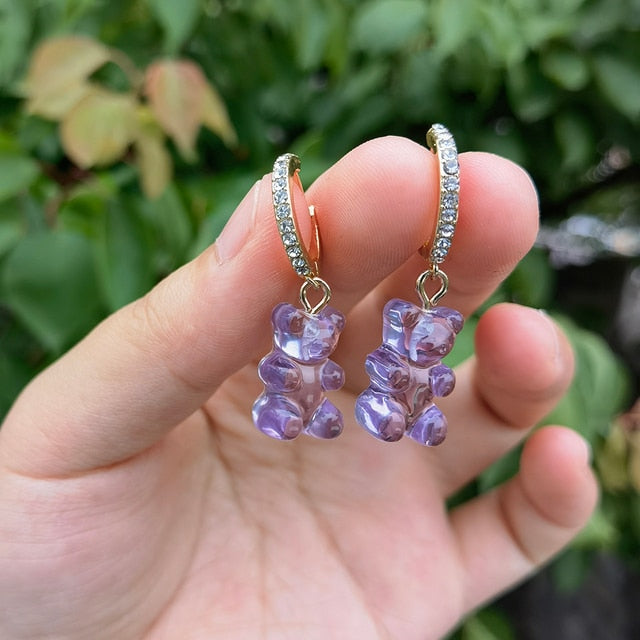 Cute Acrylic Gummy Bear Dangle Earrings Pi-Mart