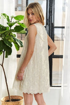 Applique Round Neck Sleeveless Shift Dress For Summer – Classy, Sophisticated, Fashionable, Flattering, Stylish, Timeless Elegance Stevvex