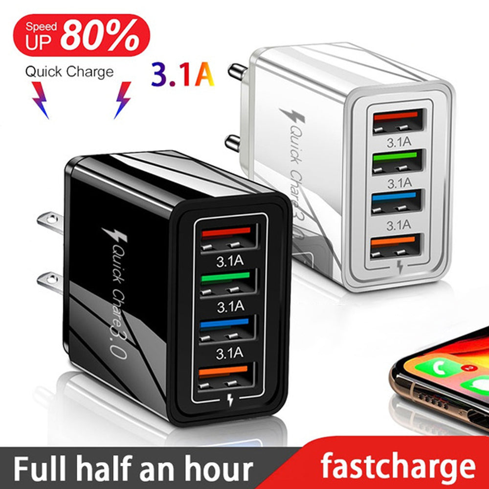 USB Charger Quick Charge 3.0 4 Phone Adapter For Tablet Portable Wall Mobile Charger Fast Charger Pi-Mart