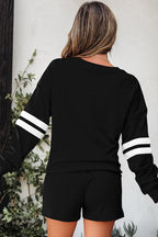 Varsity Stripe Sweatshirt and Short Set THRIXINE