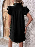 Elegant Ruffled Cap Sleeve Mini Dress Feminine & Flowy Summer Dress