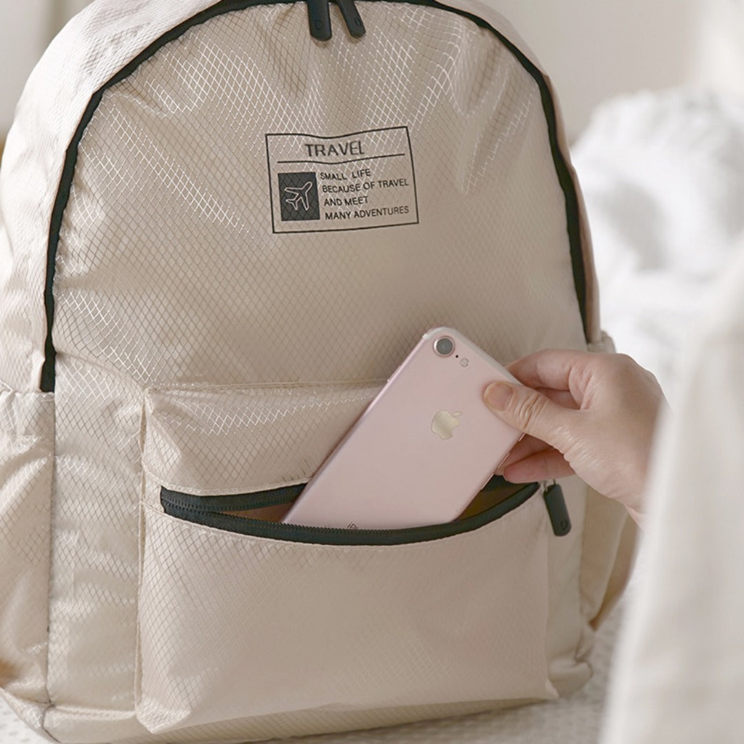 Foldable backpack, simple large capacity travel backpack female, waterproof storage backpack purse, casual polyester clothing storage backpack purse lightweight - SJB-DIAMOND ELITES