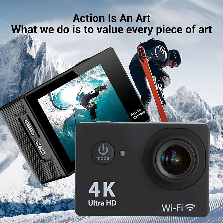 4K 30FPS 12MP Action Camera - Full HD Wifi Connected Sports Camera - Outdoor Cycling Diving HD Camera With 32G Card Lootquake LLC