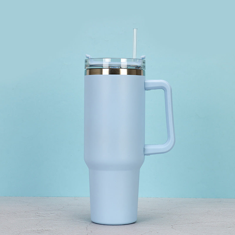 40oz Straw Coffee Insulation Cup With Handle Portable Car Stainless Steel Water Bottle LargeCapacity Travel BPA Free Thermal Mug Pi-Mart