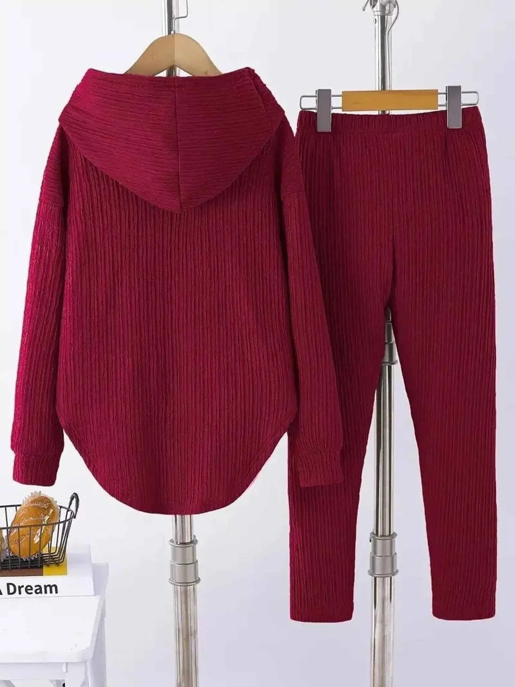 Textured Long Sleeve Hoodie and Pants Set THRIXINE