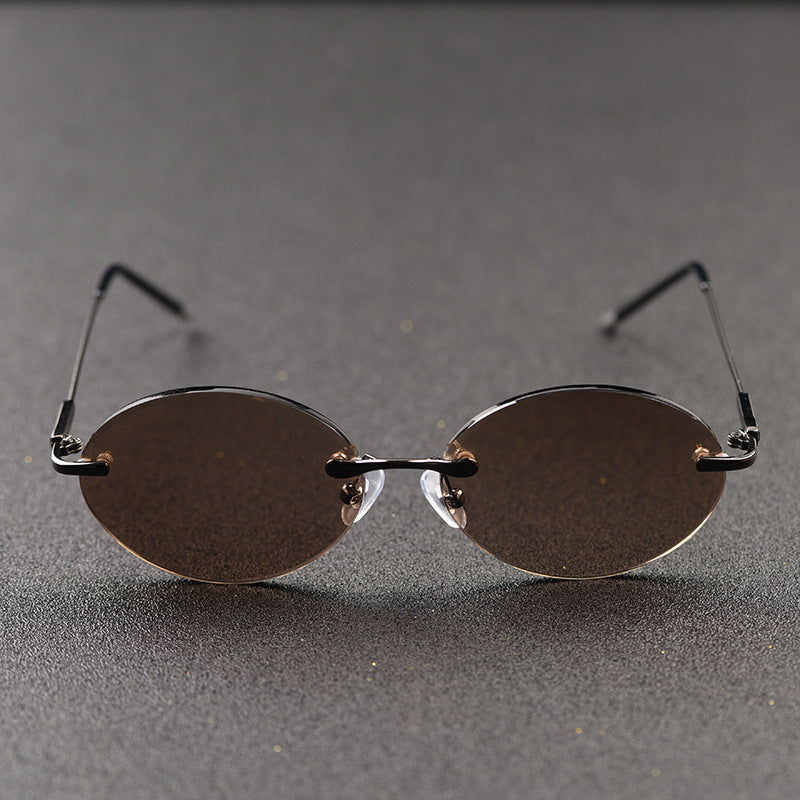 Frameless Oval Style Anti Fatigue Sunglasses Pi-Mart