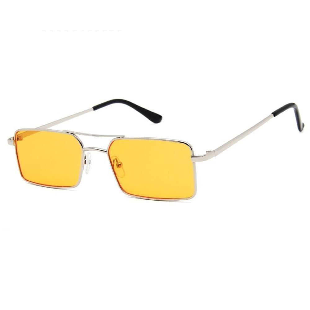 Luxury Famous Retro Modern Square Unisex Men and  Women‘s Sunglasses  With Alloy Metal Small Frame With Clear Double Bridge Men's Sunglasses - SJB-DIAMOND ELITES
