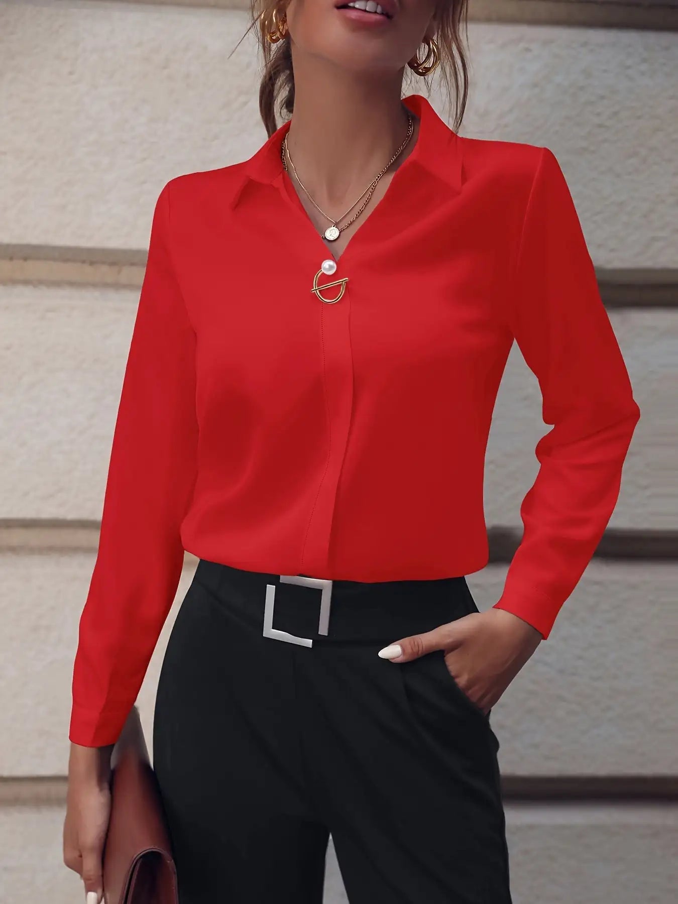 Fashionable Elegant Business Style Long Sleeve Shirt With Pearl Button - SJB-DIAMOND ELITES