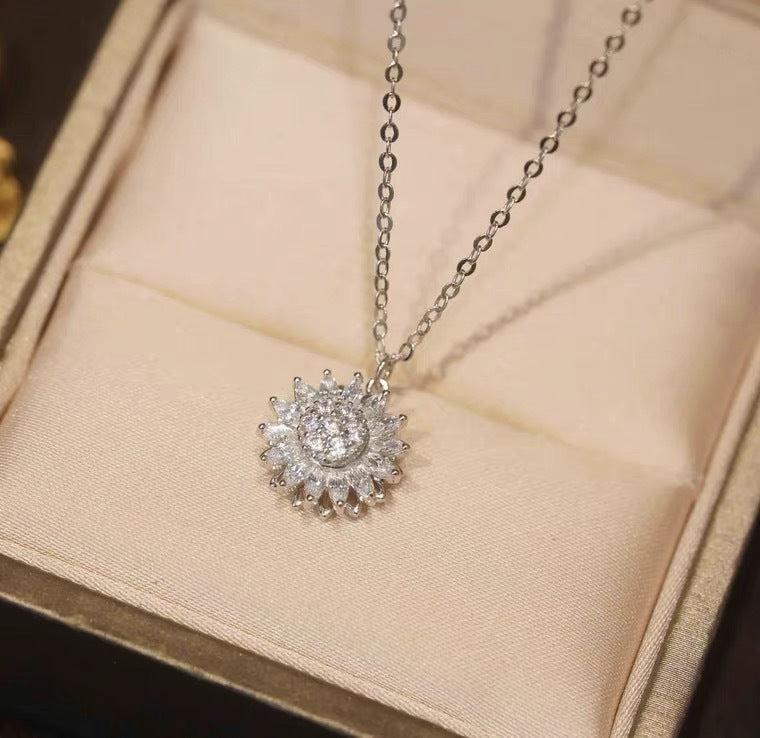 Rotatable Sunflower Necklace Full Of Diamonds Pi-Mart