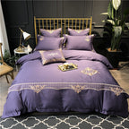 Bed Sheet Duvet Cover Simple Embroidery Four-piece Pure Cotton Pi-Mart