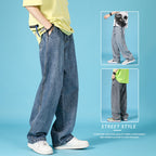 Straight Loose Jeans Men Casual Trousers Hip Hop Cargo Denim Pants With Zipper Pi-Mart