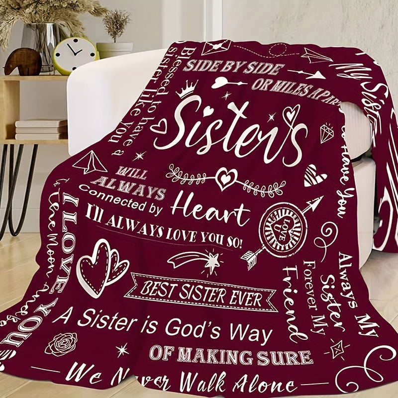 1pc To Sisters Gift Blanket, Lady's Gift, Sister Gift, Birthday Gift, Christmas Soft Cozy Purple Flannel Blanket Lootquake LLC