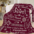 1pc To Sisters Gift Blanket, Lady's Gift, Sister Gift, Birthday Gift, Christmas Soft Cozy Purple Flannel Blanket Lootquake LLC