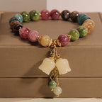 Natural Color Tourmaline Female Summer Ins Lily Pendant Bracelet Pi-Mart
